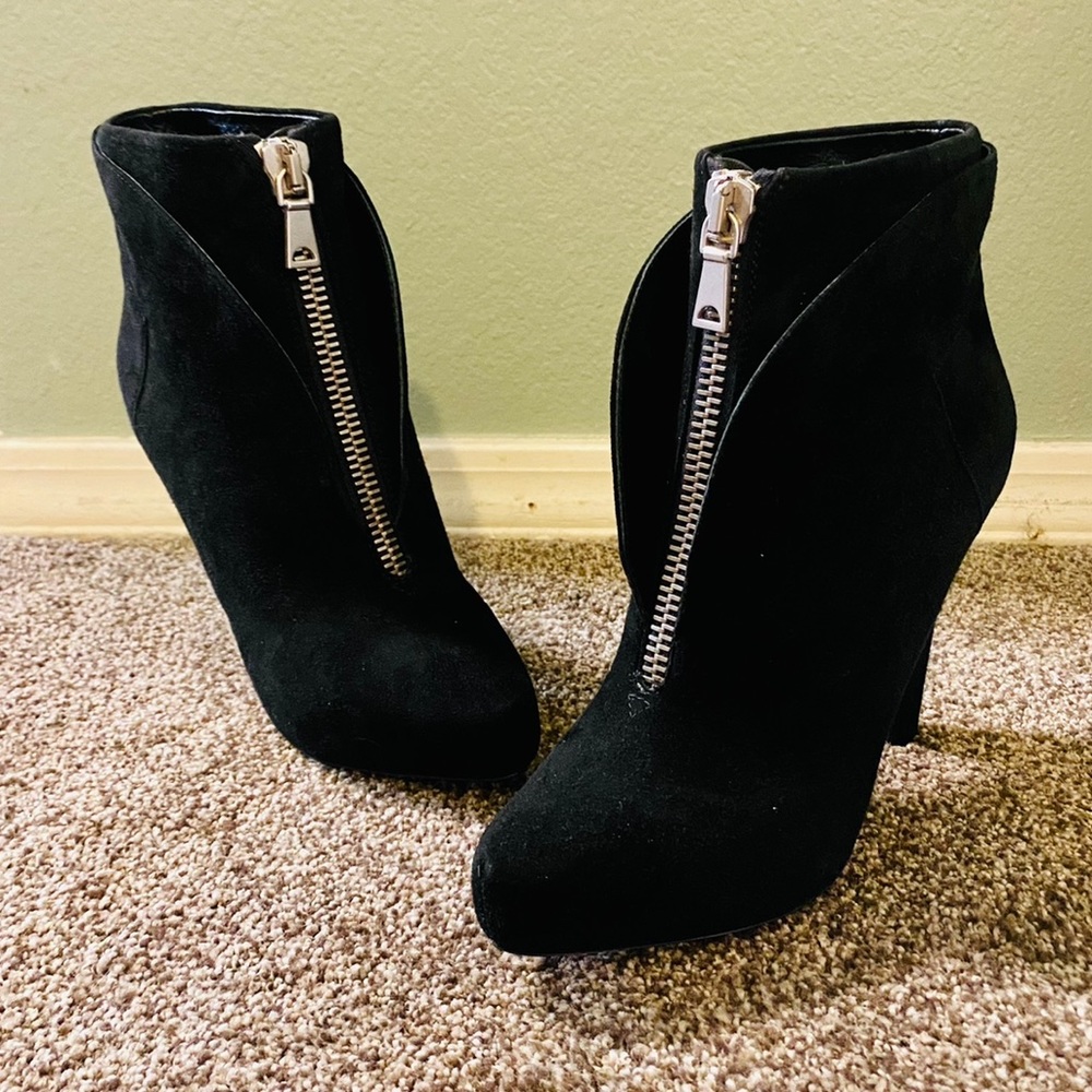 EUC Proenza Schouler Black Suede Zip-Front Hidden Platform Ankle Boots
